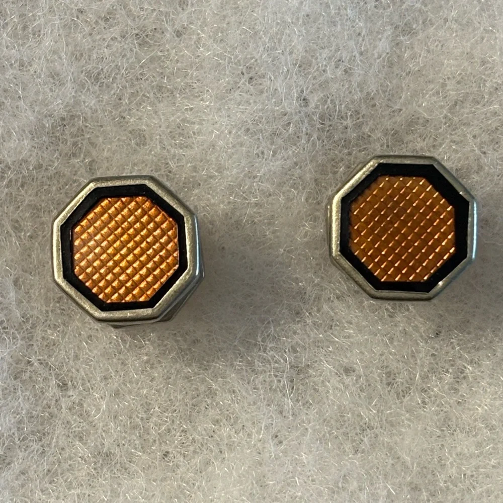 Baer and Wilde Kum-A-Part Cufflinks Reflective Orange Preowned